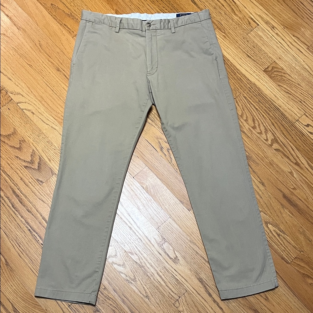 Polo Ralph Lauren Stretch Slim Fit Tan Chinos/Khakis w/Logo Men's Sz W/34 L/29